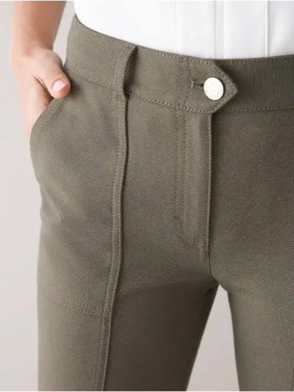 Straight Leg slim ankle Pants in Olive - Picture 3 of 6